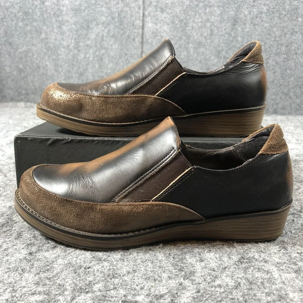 Naot Shoes Womens Size 5 36 Brown Leather Slip On Comfort Wedge‎ Flats Allegro